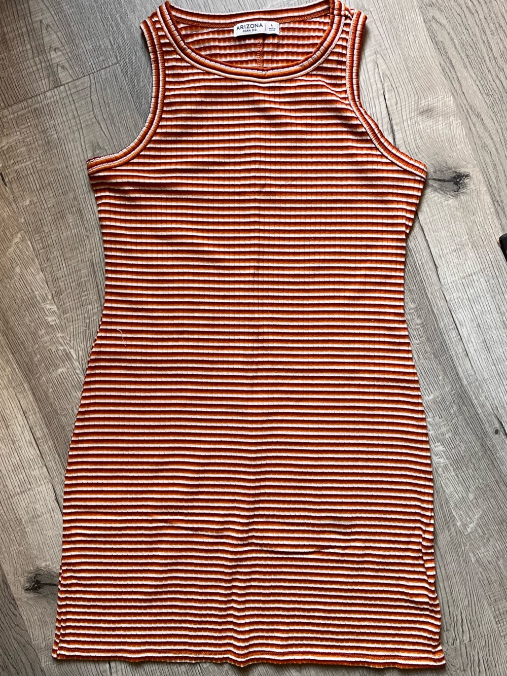 Arizona Jean Company Ribbed Tank Dress in Rust and White Stripes